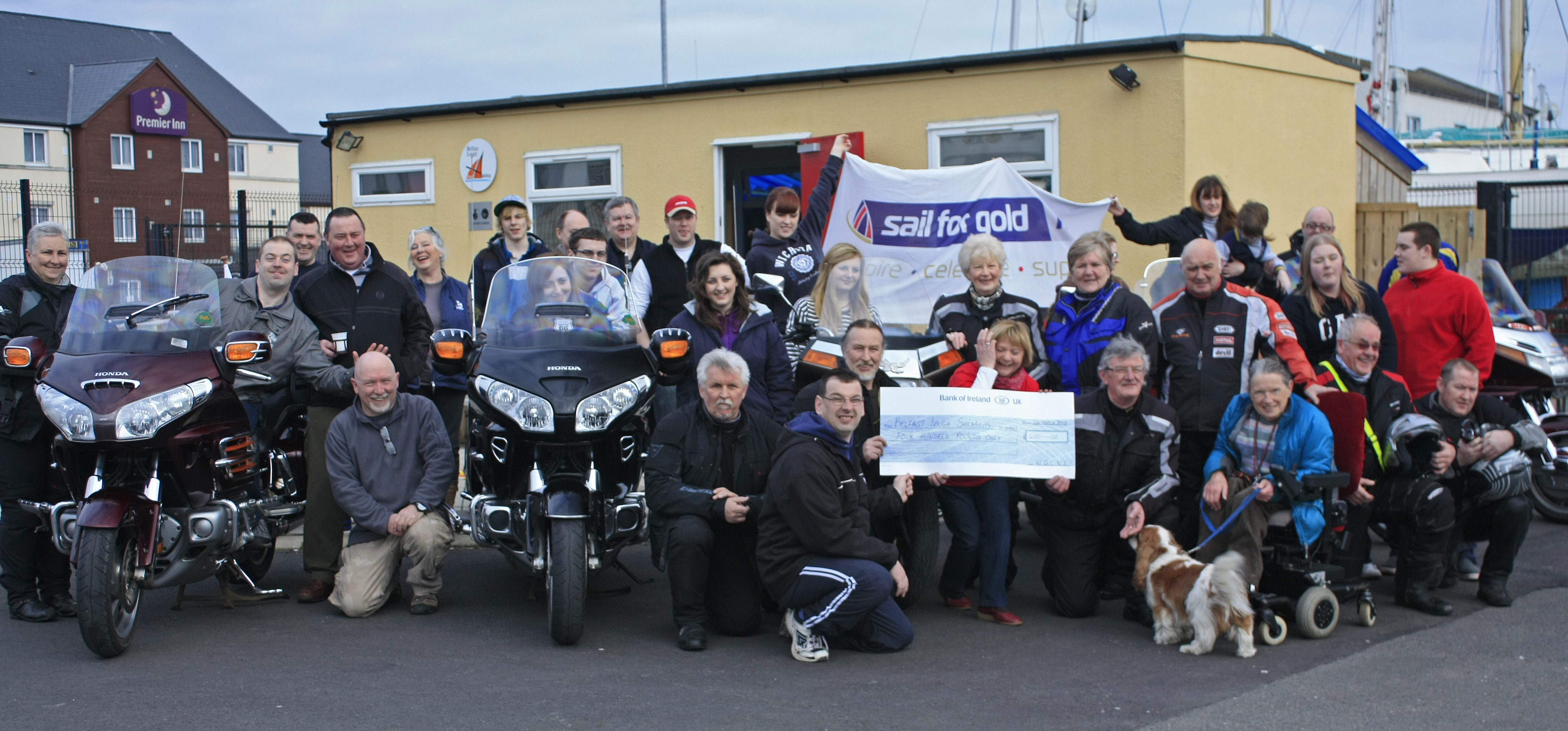 Volunteers and Members of the Goldwing Riders at the cheque presentation